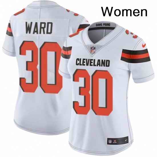 Womens Nike Cleveland Browns 30 Denzel Ward White Vapor Untouchable Limited Player NFL Jersey